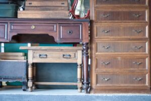 A picture of vintage drawers and desks