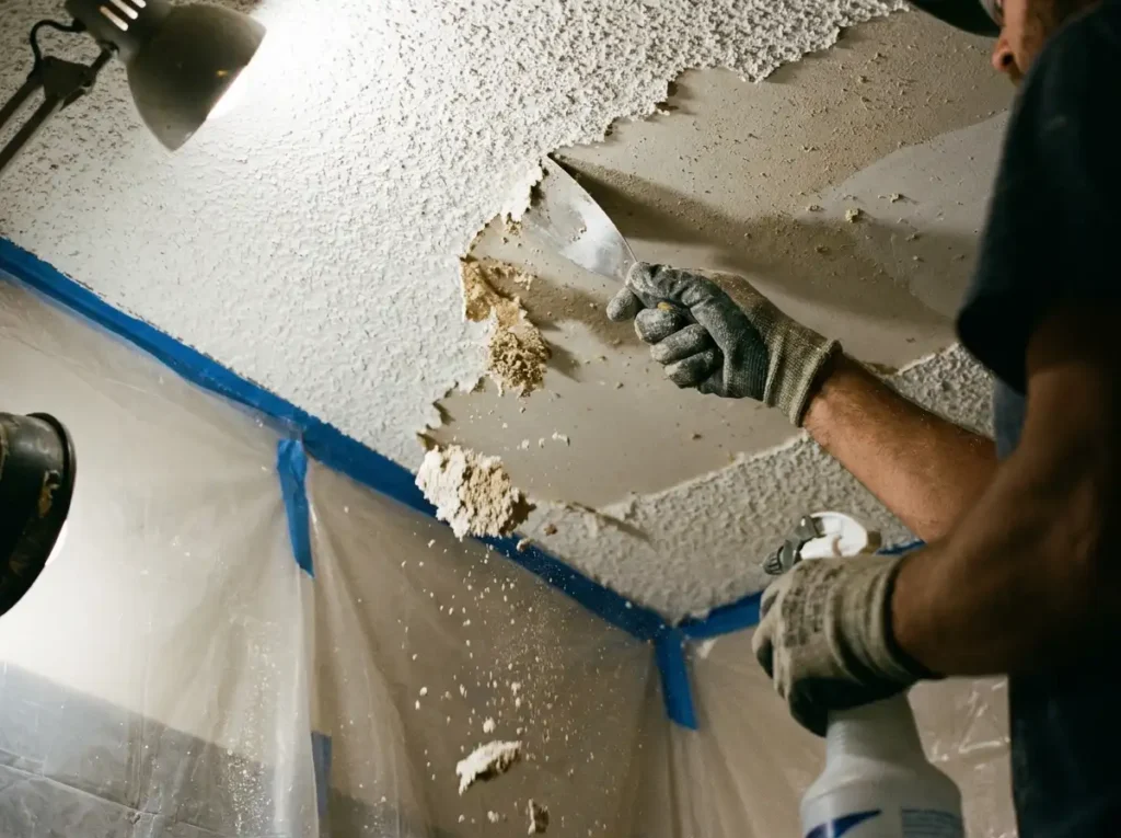 Popcorn ceiling removal in York County Maine - Putnam Coastal Painting