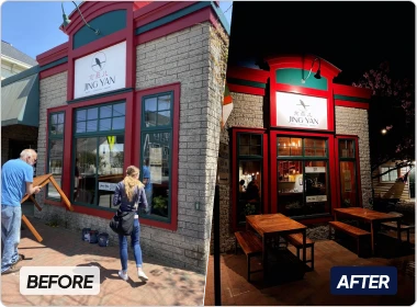 Before and after painting project by Putnam Coastal Painting Maine
